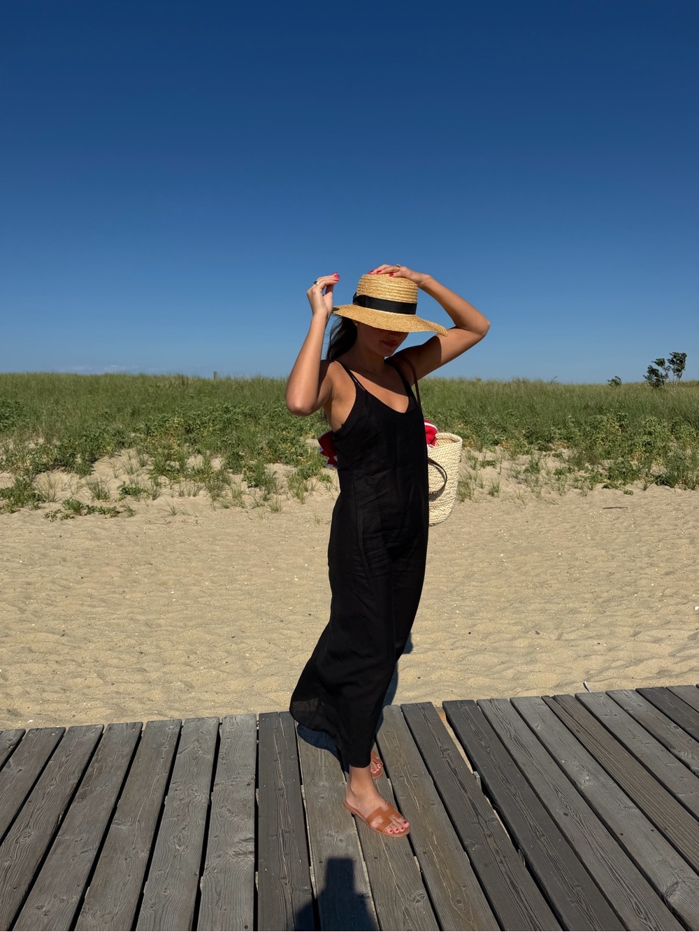 Lack Of Color Natural Straw Boater Hat with Black Band